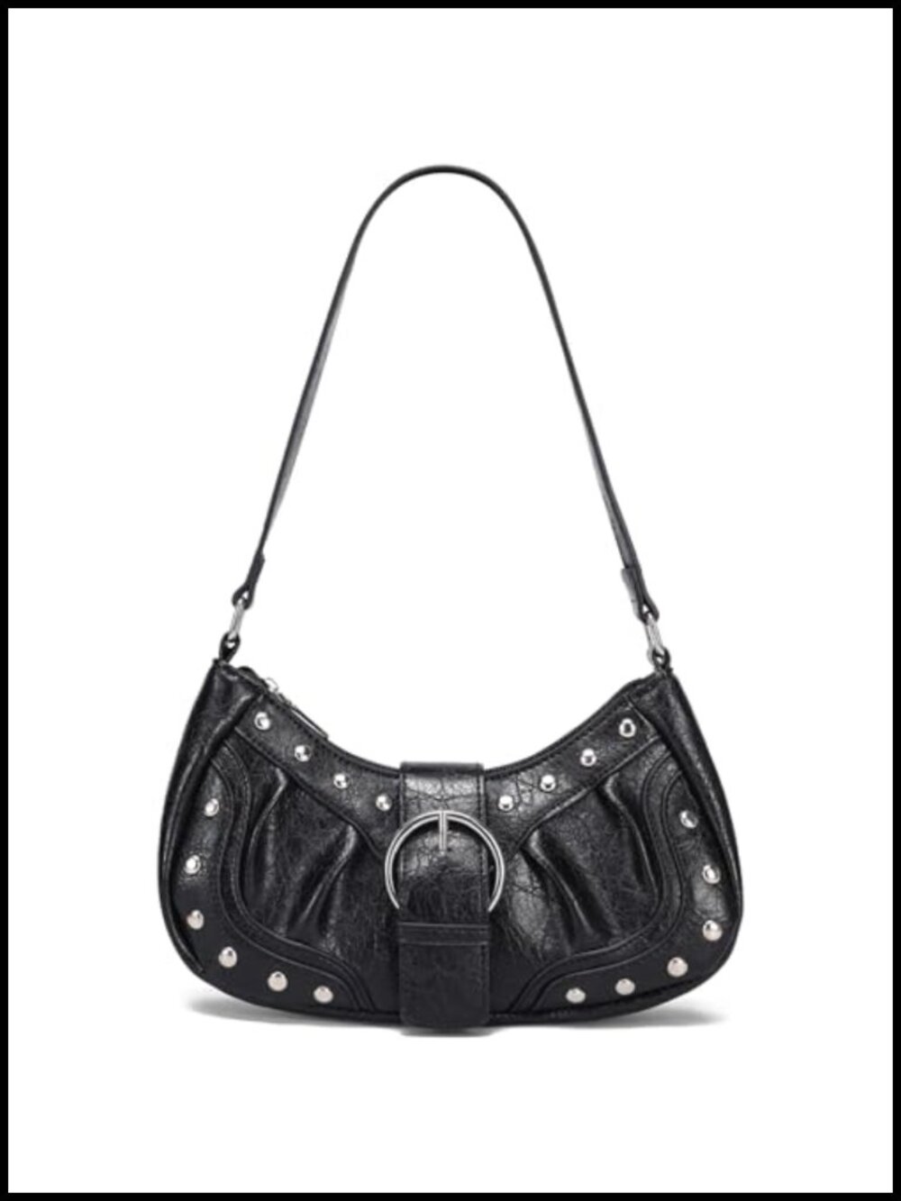 Y2K Vegan Leather Shoulder Bag with Rivets Going Out Purse